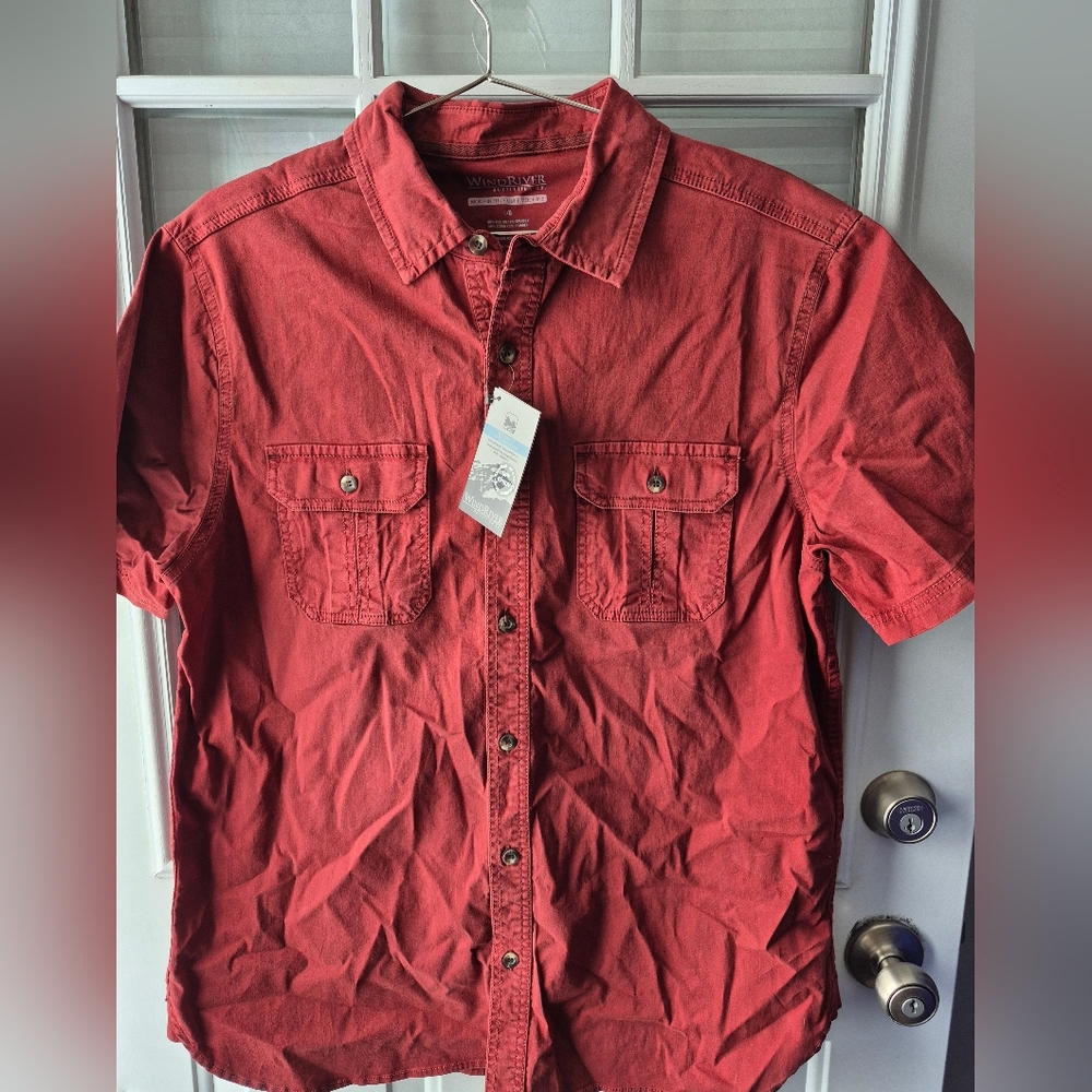 WindRiver Men's Brick Red Casual Shirt